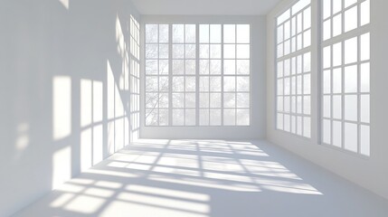 Obraz premium Bright and Airy Room with Large Windows