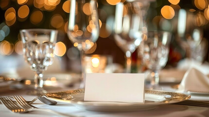 Fototapeta premium Luxurious Wedding Table Setting with Blank Card