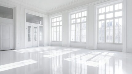 Fototapeta premium Bright and Spacious Modern Interior with White Walls