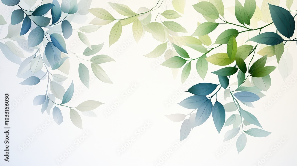 Poster a serene image of soft leaf shadows on a white canvas, with sunlight creating a warm and inviting at