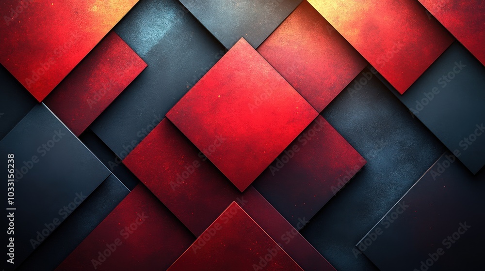 Poster a sleek red geometric backdrop that enhances depth and complexity, perfect for modern advertisements
