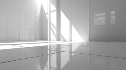 Obraz premium Bright Minimalist Interior with Sunlight Reflection
