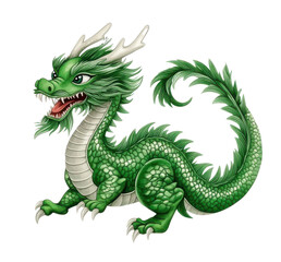 Obraz premium Mythical green dragon with intricate details.