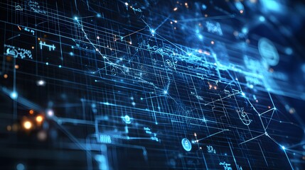 Obraz premium Abstract Digital Network with Glowing Lines and Data Points