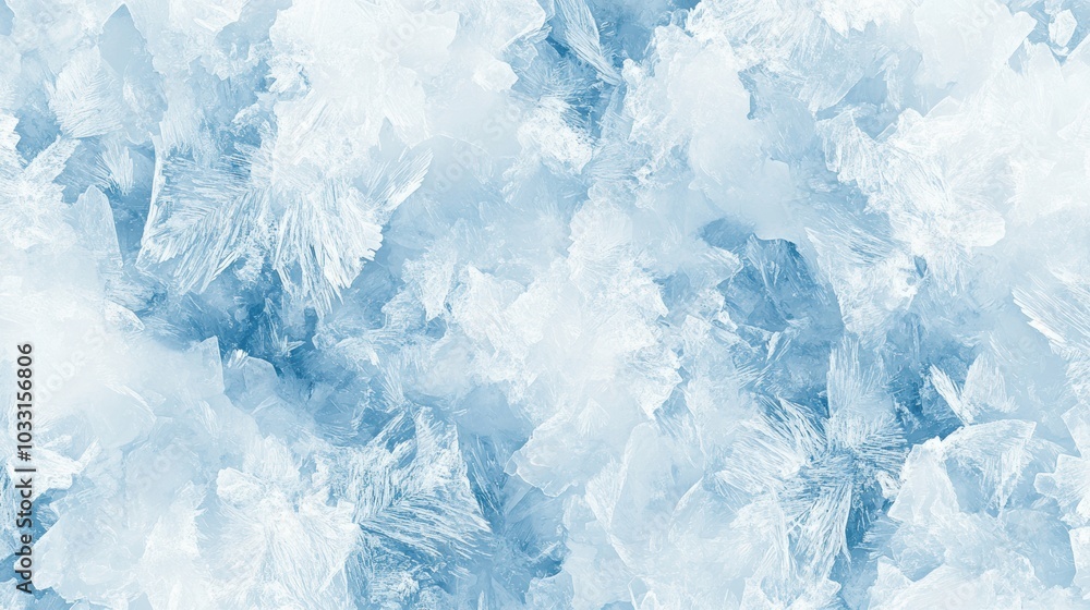Poster a seamless ice texture background, cold and frosty with intricate ice crystal patterns in shades of 
