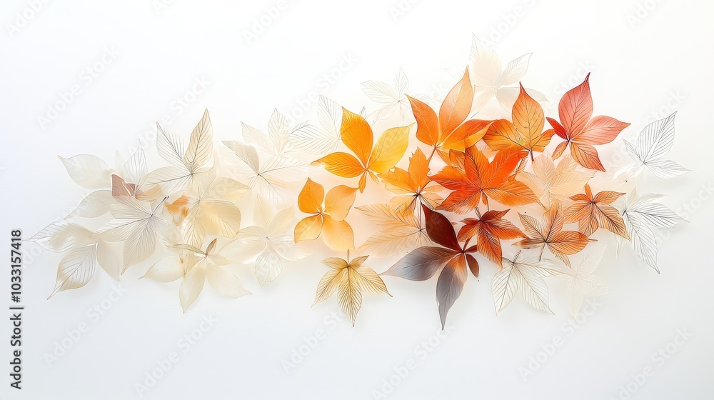 Poster a tranquil arrangement of overlapping leaf shadows on a white surface, with sunlight creating a harm