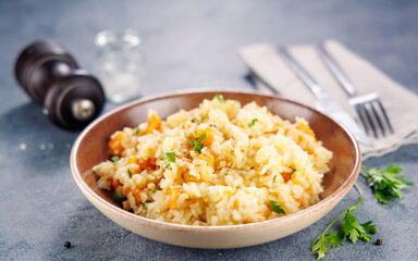 risotto with pumpkin, nuts and parmesan