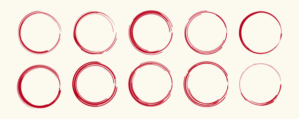 Red Circle Grunge Frame set with sale promotion offer button.