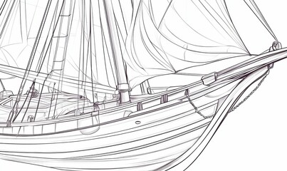A line drawing of a sailboat.