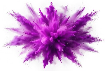 Obraz premium Explosion by an impact of a cloud of particles of powder and smoke of multicolored on a white background