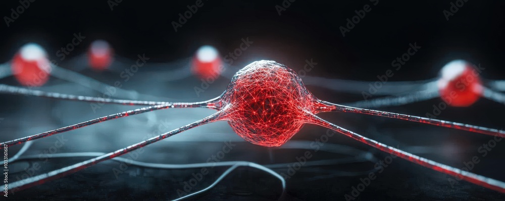 Poster conceptual visualization of drug interaction in neurons