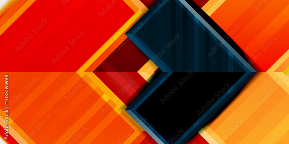 Poster Arrow symbols created with 3d effects and line texture geometric abstract background