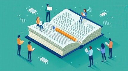 Engaging Scene of People Reading with Open Book