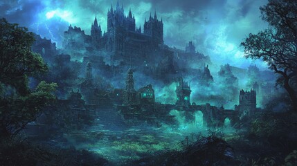 Obraz premium A mystical castle shrouded in mist