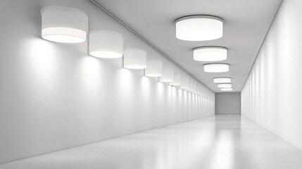 Obraz premium Modern Minimalist Hallway with Bright Lighting