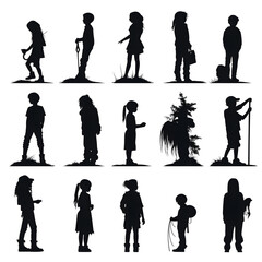people silhouette isolated human person male female business black generative Ai.