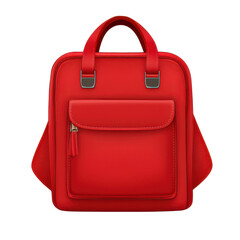 Stylish red backpack, white isolate background