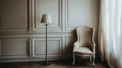 Elegant Room with Chair and Floor Lamp