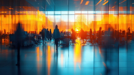 Dynamic office life in a modern workspace, buzzing with activity, Ultra Realistic