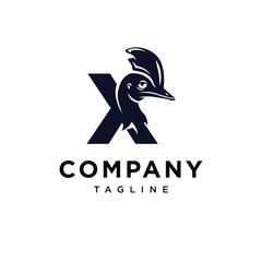Letter X Cassowary Bird logo icon vector
