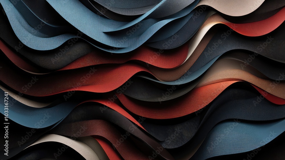 Poster colorful wave pattern with textured layers