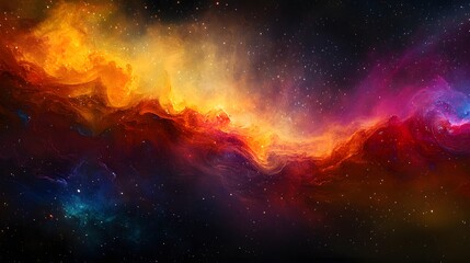 Abstract Cosmic Nebula with Wavy Swirls and Scattered Stars