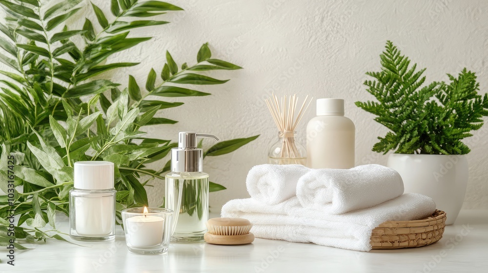 Poster spa essentials with natural elements and relaxing vibes