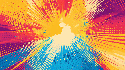 A colorful halftone explosion, radiating from the center, for a vibrant and energetic look