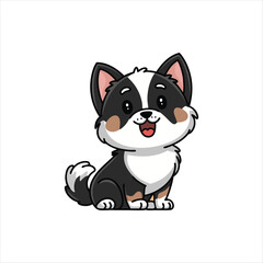Happy Border Collie Vector Art  Cartoon Style Illustration