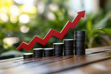 Coin Stack Financial profitability and cost optimization. AI generative.