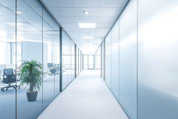 Bright hallway with panoramic glass walls