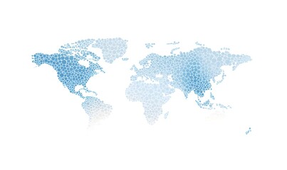 Fototapeta premium A simple vector illustration of the world map made up of dots, with a flat design, white background, and a light blue color theme featuring light gray and sky-blue tones.