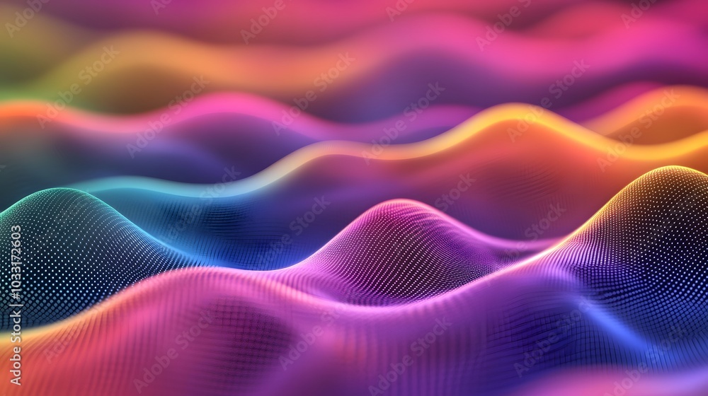 Poster Abstract Wavy Pattern with Gradient Colors and Dotted Texture