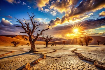 Surreal Desert Landscape with Scorching Sun and Hot Sand Dunes | Unique Natural Beauty