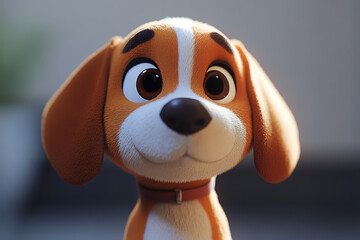 A cute, animated dog character with a friendly expression and a collar.