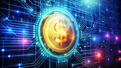 Tether USDT Cryptocurrency Concept with Long Exposure Effect and Abstract Cyber Technology Background