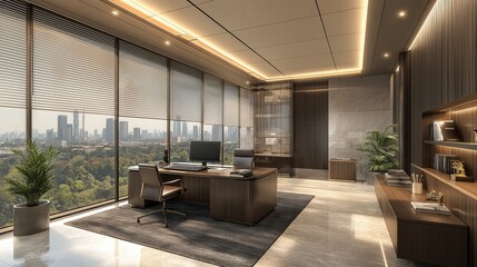 Fototapeta premium Modern office with city view