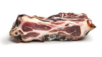 Obraz premium Guanciale, dry cured pork cheek isolated on white background. 