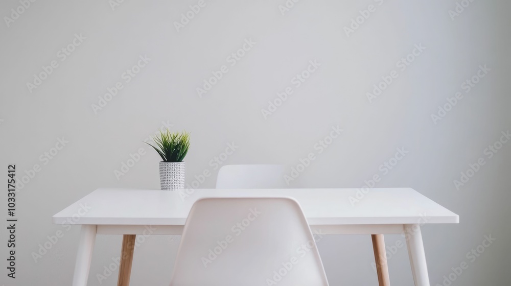 Poster minimalist and modern home office workspace with focus on ergonomics and design elements to boost pr