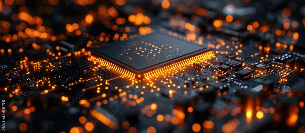 Aufkleber a close-up of a microchip with glowing circuits, showcasing technology and innovation.