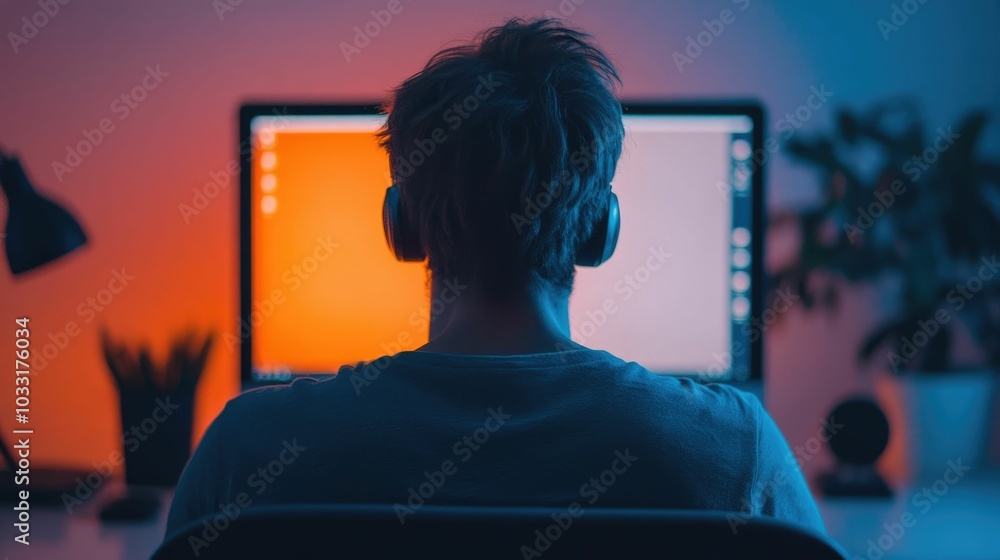 Poster person adjusting the lighting in their home office workspace to ensure good visibility and optimal s