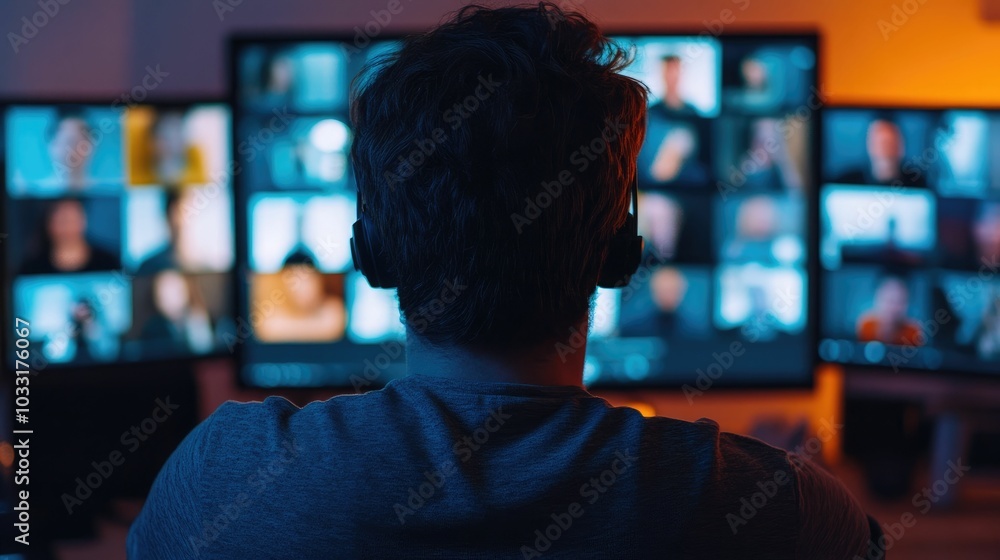 Aufkleber a person adjusting the lighting in their home office to ensure good visibility and optimal setup for