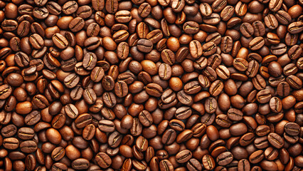 Fototapeta premium Realistic Coffee Beans Spread Texture in Natural Colors for Design Projects