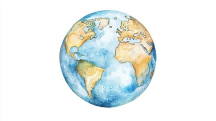 Watercolor Globe Illustration   Earth Map  World Continents  Global Concept