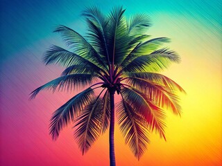 Tropical Palm Tree in Risographic Style - Vibrant Eco-Friendly Art for Modern Decor
