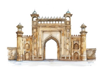 Obraz premium Historic architectural watercolor illustration