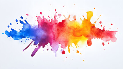 Vibrant splashes of watercolor in a spectrum of colors, dynamic and expressive, perfect for creative projects or artistic inspiration