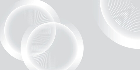 Abstract white glowing geometric lines on gray background. Modern shiny blue circle lines pattern. Futuristic technology concept. Suit for cover, poster,
