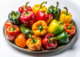Vibrant Colorful Peppers on White Background - Fresh Produce Photography for Culinary Arts