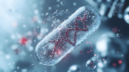 A Transparent Capsule Containing a Red, Crystalline, Double Helix Structure